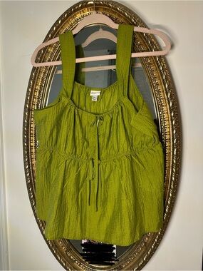 a new day Olive Green Tie-Front Tank Top